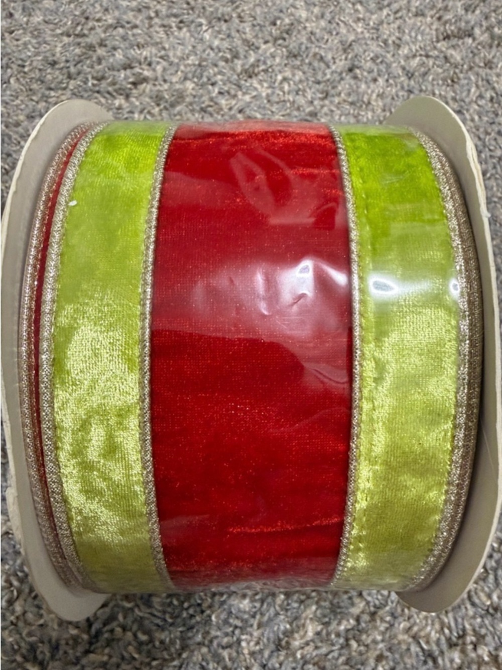 Holiday Velvet Ribbon in Red and Lime Green - Picture 11 of 11